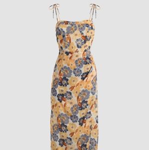 Floral Tie-shoulder Slit Midi Dress